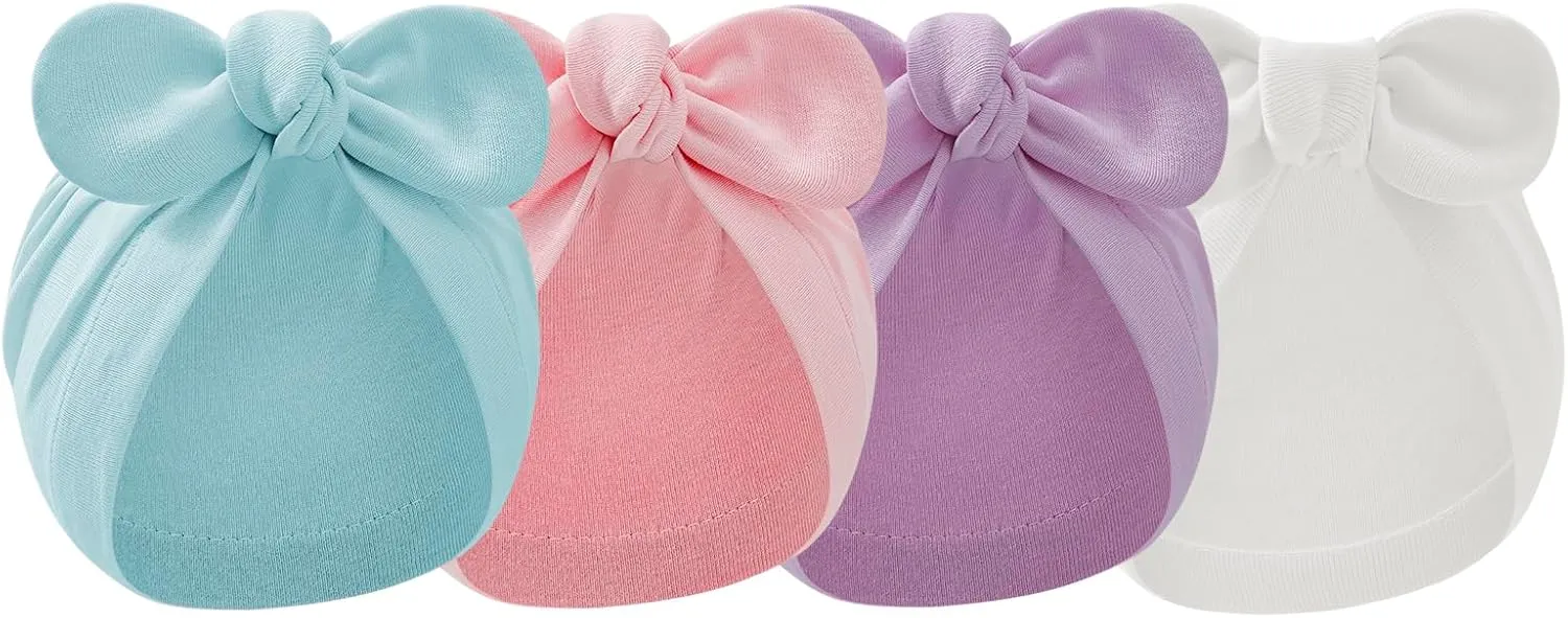 American Trends Newborn Hats Baby Girl Hats with Bow Toddler Hospital Caps Beanie Infant Hats