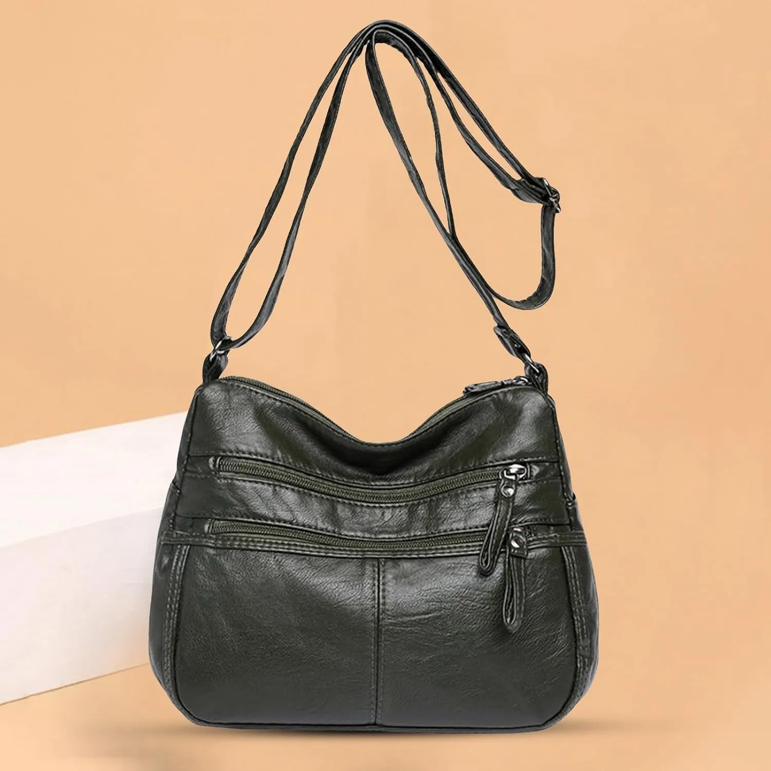 Anti Theft Crossbody Bags for Women Lightweight Quilted Fabric Handbags for Women Womens Vacation Shoulder Bag(Green)