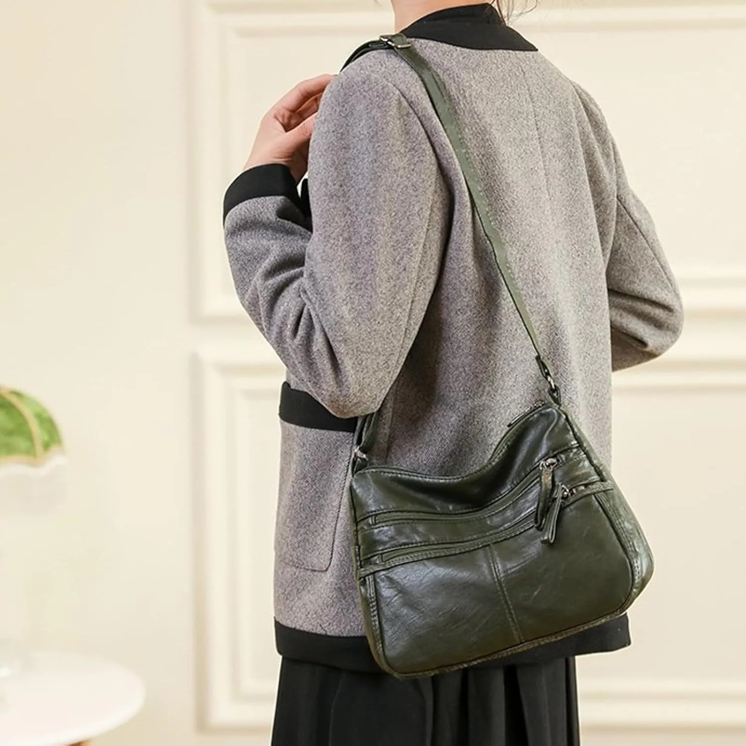 Anti Theft Crossbody Bags for Women Lightweight Quilted Fabric Handbags for Women Womens Vacation Shoulder Bag(Green)