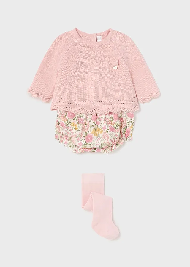 Baby Girl 3-Piece Bloomer, Sweater and Legging Set | Mayoral