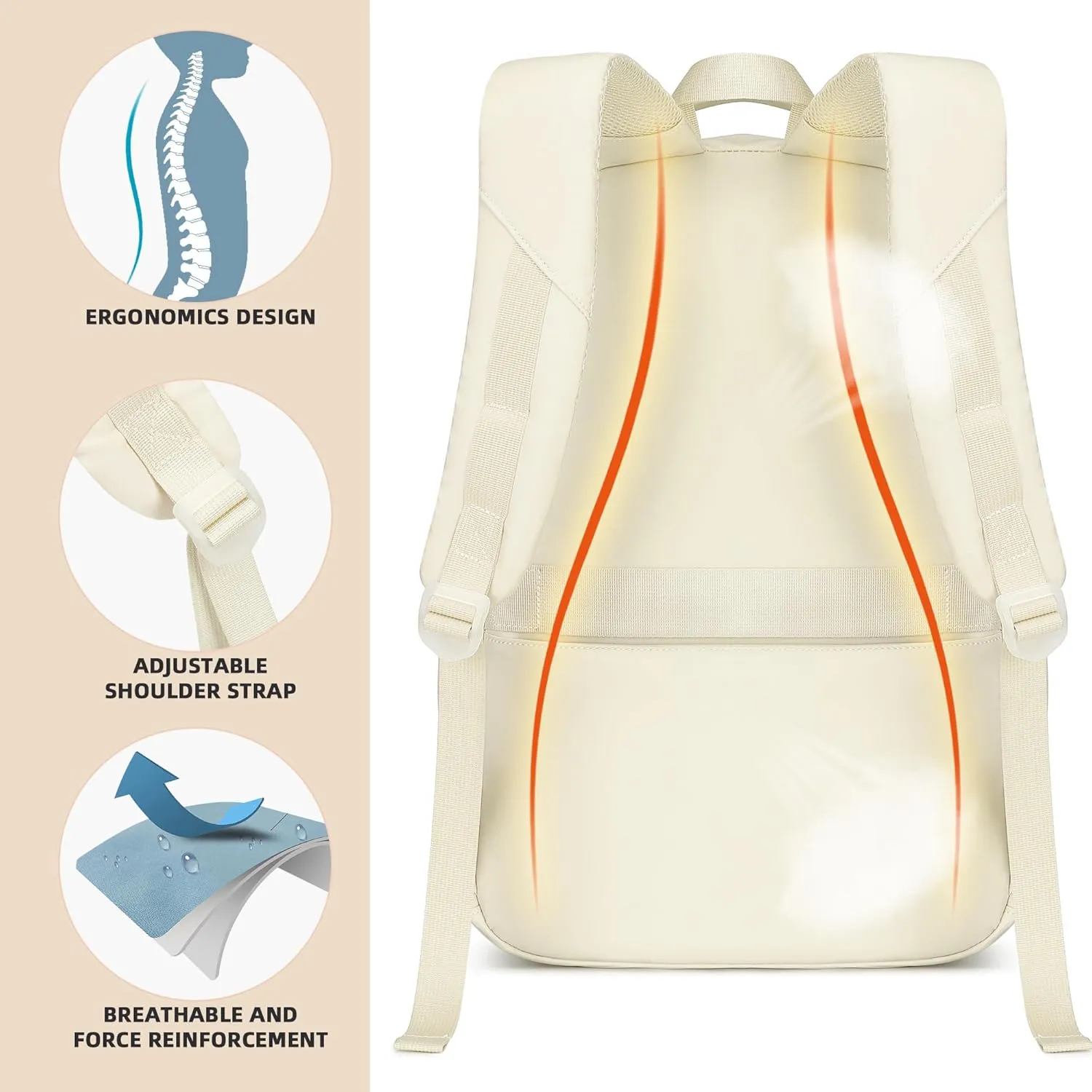 Backpack for Girls,School Backpacks for Teen,Cute College Bags for Women Students Large Bookbag 15.6 Inch Laptop Bag Back Pack Kids Kindergarten Elementary Casual Travel Daypacks Beige