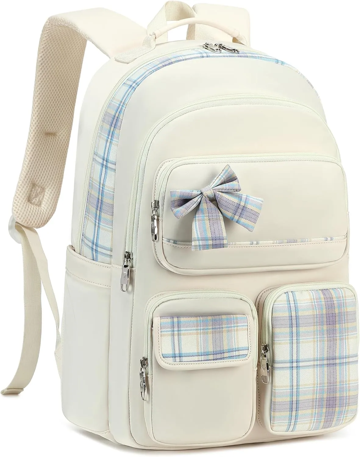 Backpack for Girls,School Backpacks for Teen,Cute College Bags for Women Students Large Bookbag 15.6 Inch Laptop Bag Back Pack Kids Kindergarten Elementary Casual Travel Daypacks Beige