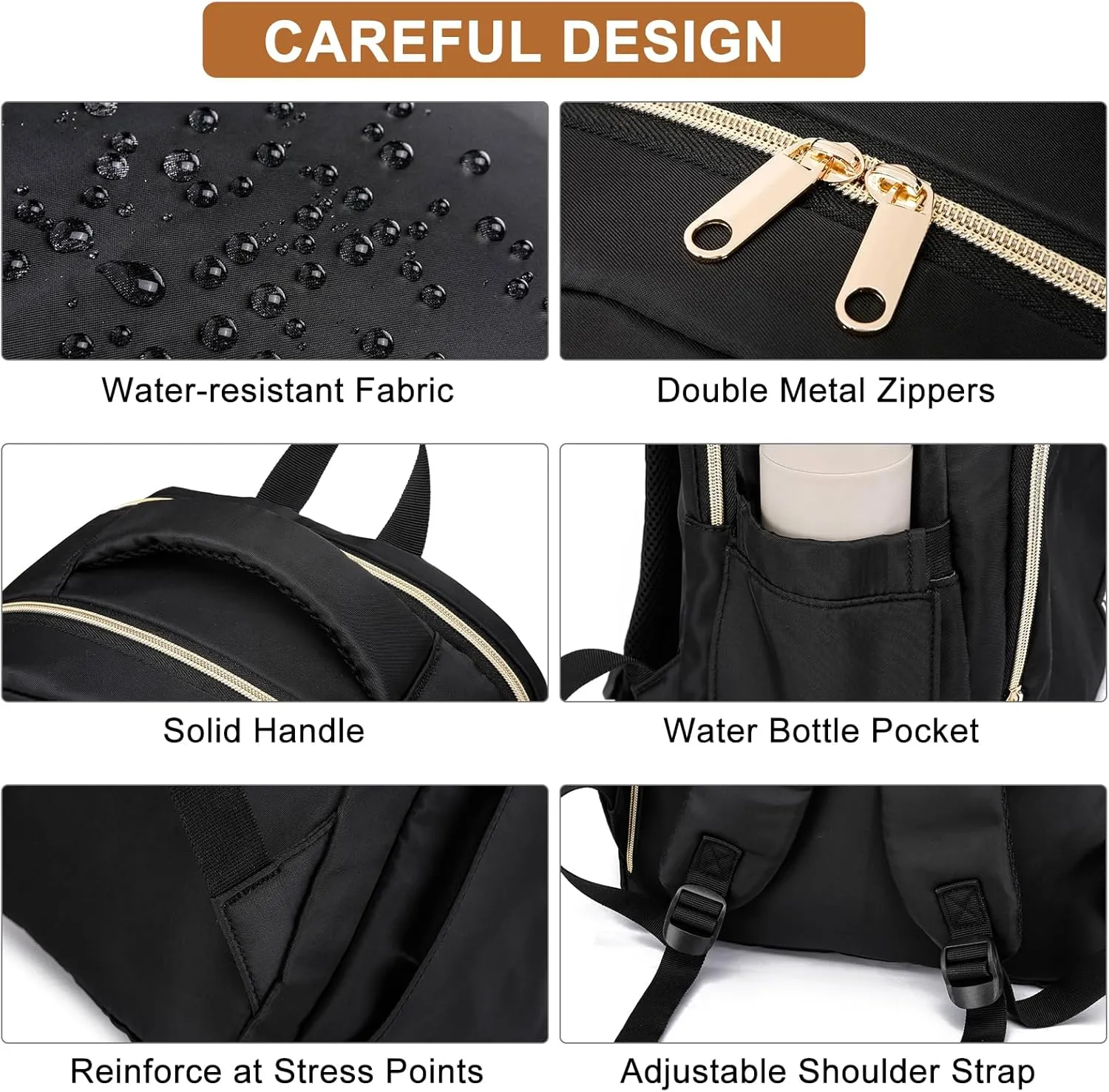 Backpack for Women Men, 17.3 Inch Large School Backpacks, Teen Girls Boys Bookbag with USB Charging Port, Work Travel Laptop Back Pack Purse Casual Daypacks, Black