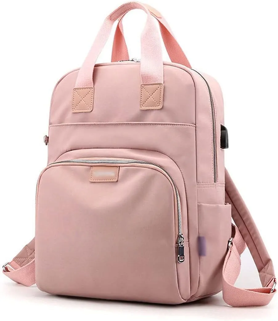 Backpack for women Waterproof Ladies Shoulder Female Laptop Backpacks Quality Business Bags (Pink)