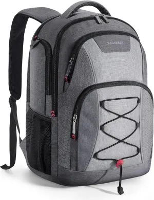 BAGSMART Unisex Laptop Backpack, 15.6-inch Anti-Theft, Water Resistant, Grey, With USB Charger Hole