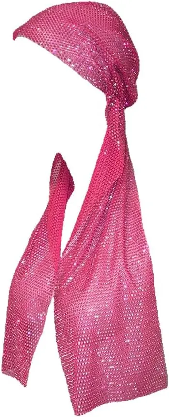 BaronHong Mesh Headwraps Glitter Rhinestone Hairbands Elastic Crystal Turban Nightclub Rave Party Scarf Sparkle Jewelry