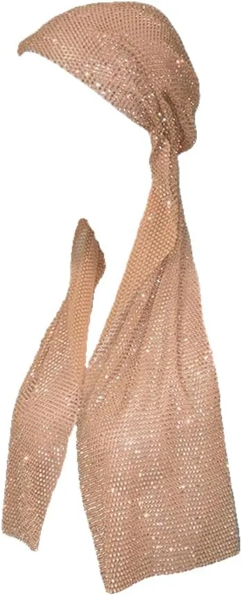 BaronHong Mesh Headwraps Glitter Rhinestone Hairbands Elastic Crystal Turban Nightclub Rave Party Scarf Sparkle Jewelry