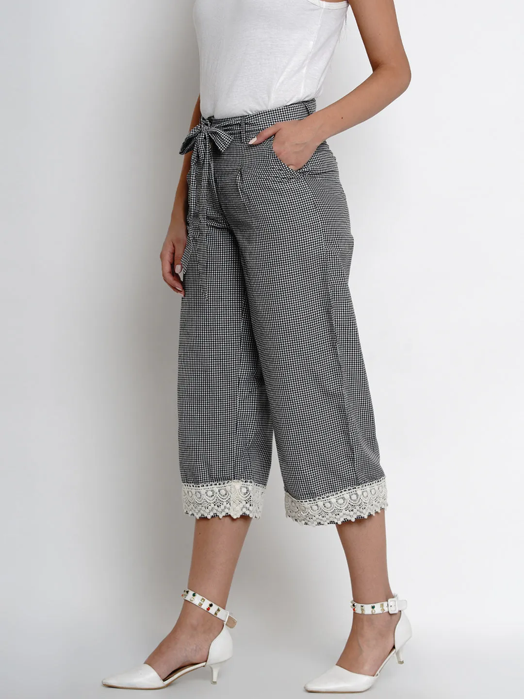 Black & White Checked Loose Culottes