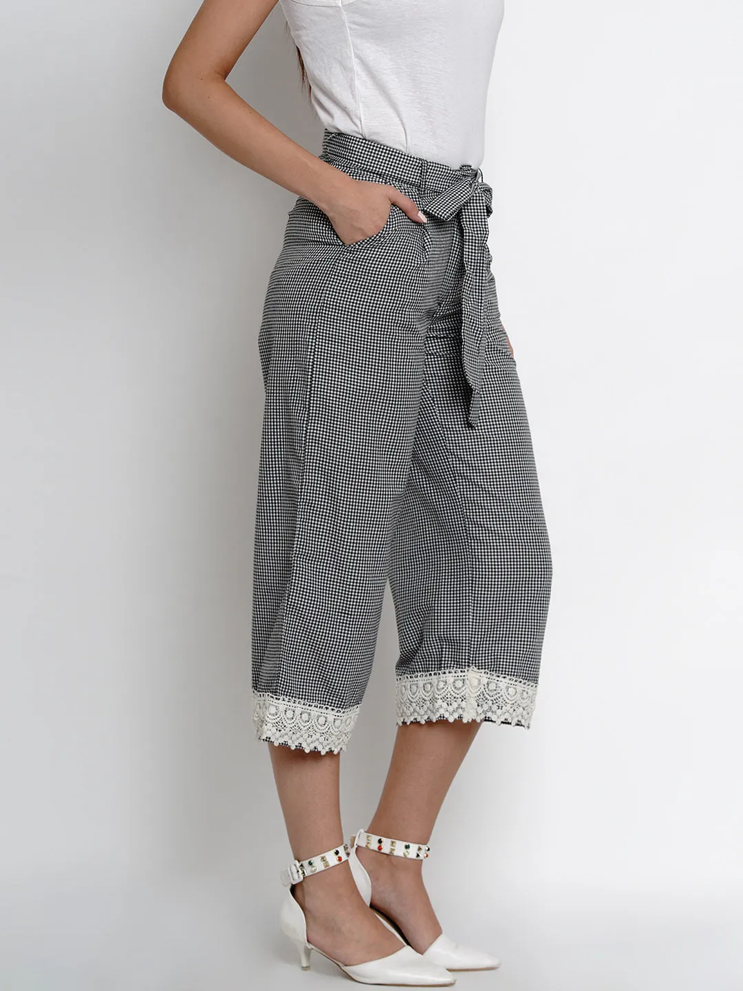 Black & White Checked Loose Culottes