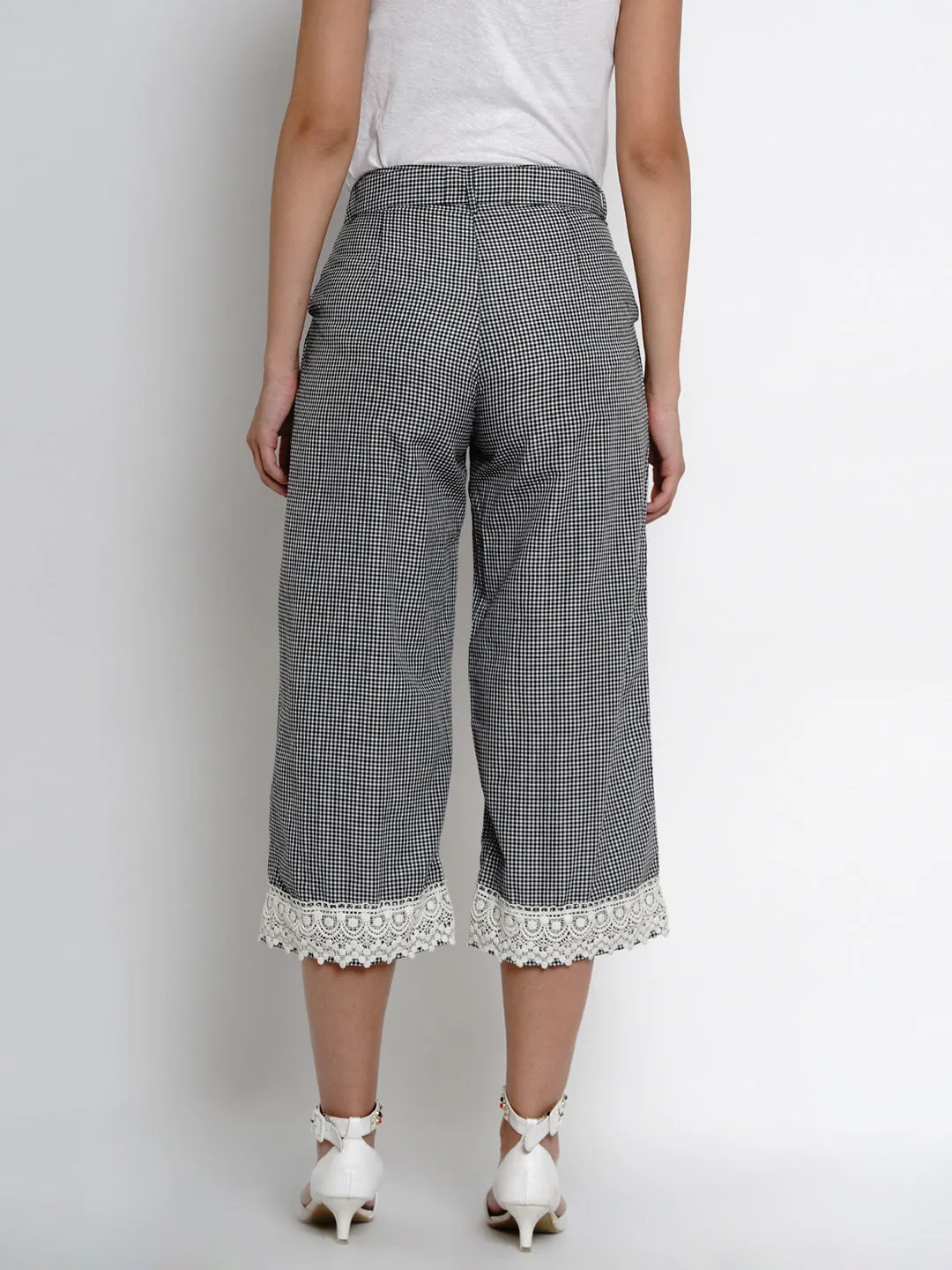 Black & White Checked Loose Culottes