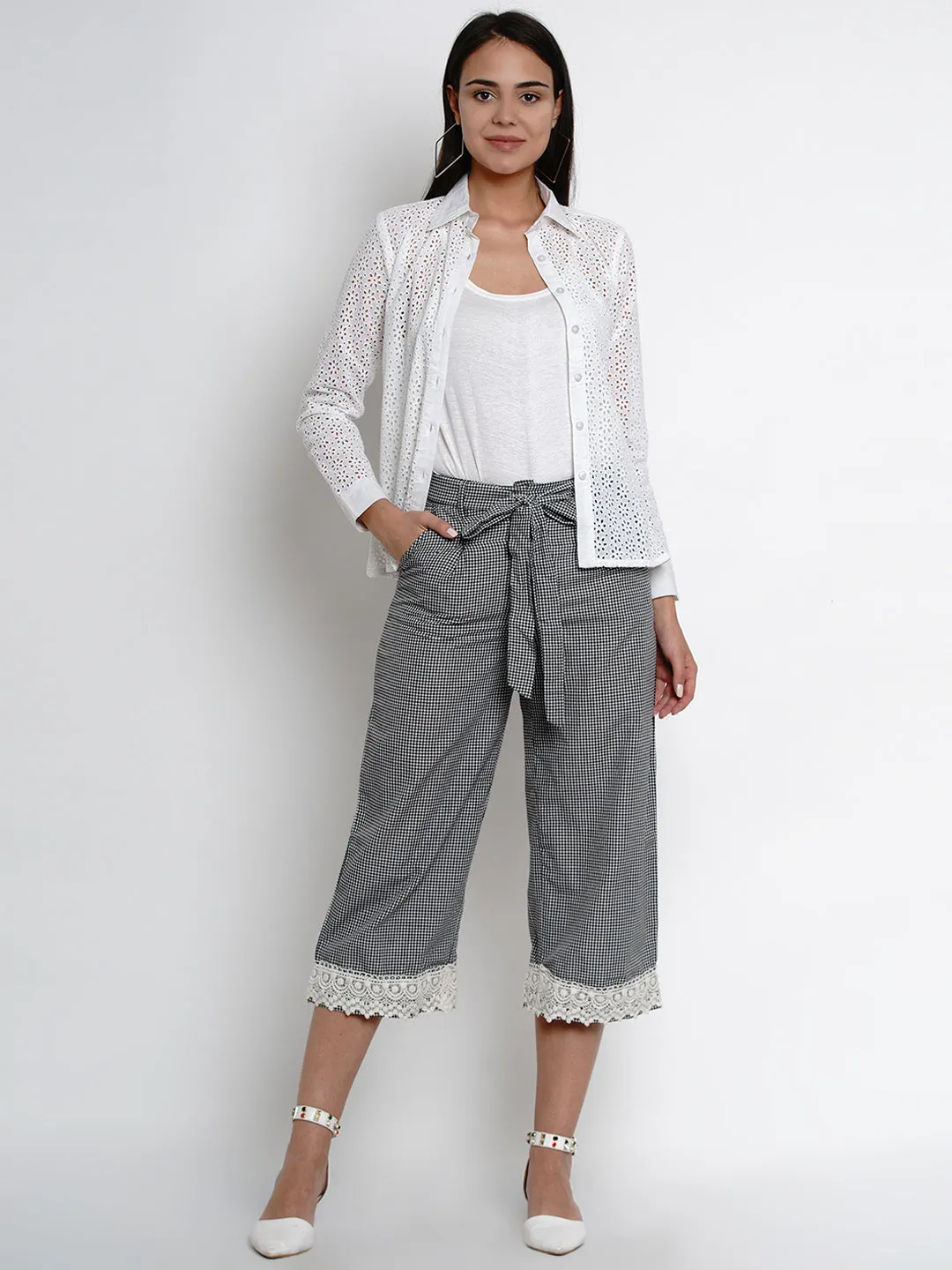 Black & White Checked Loose Culottes