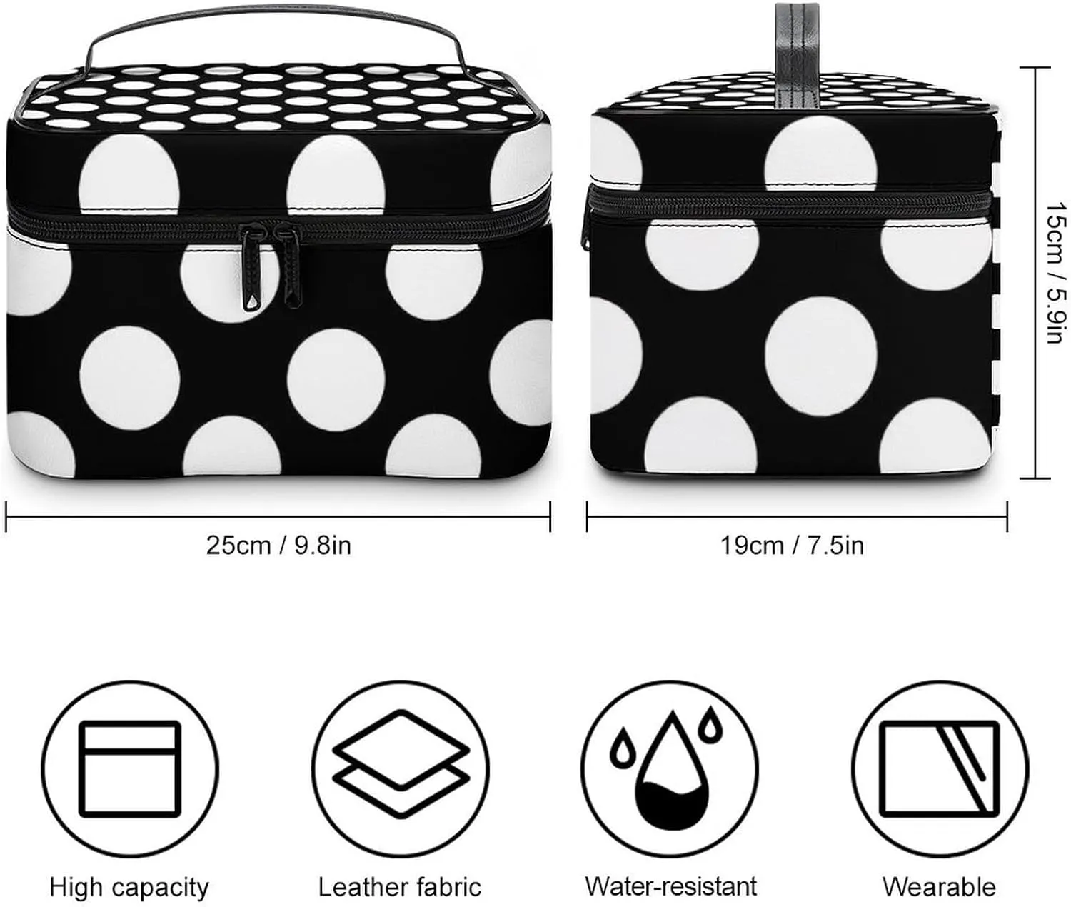 Black And White Polka Dot Large Capacity Soft And High-value Practical Makeup And Wash Bag