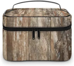 Black Bear Cabin Rustic Wood Large Capacity Soft And High-value Practical Makeup And Wash Bag