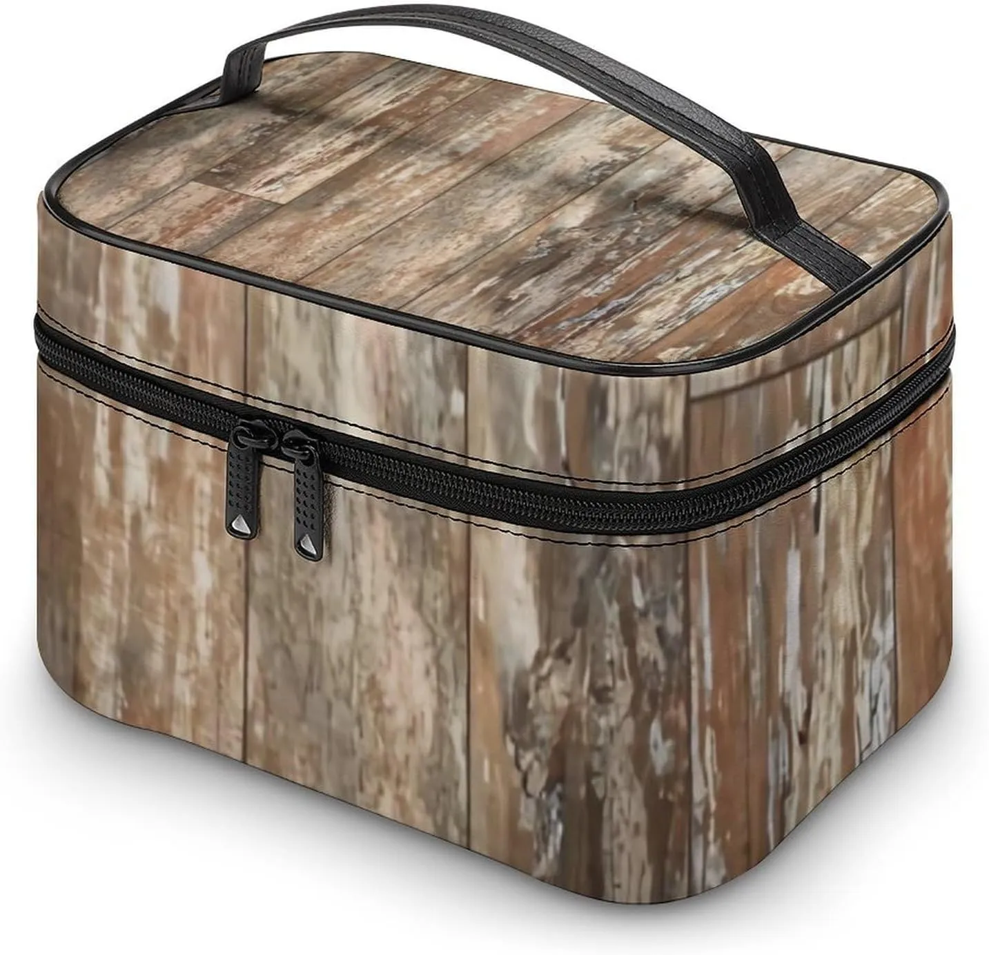Black Bear Cabin Rustic Wood Large Capacity Soft And High-value Practical Makeup And Wash Bag