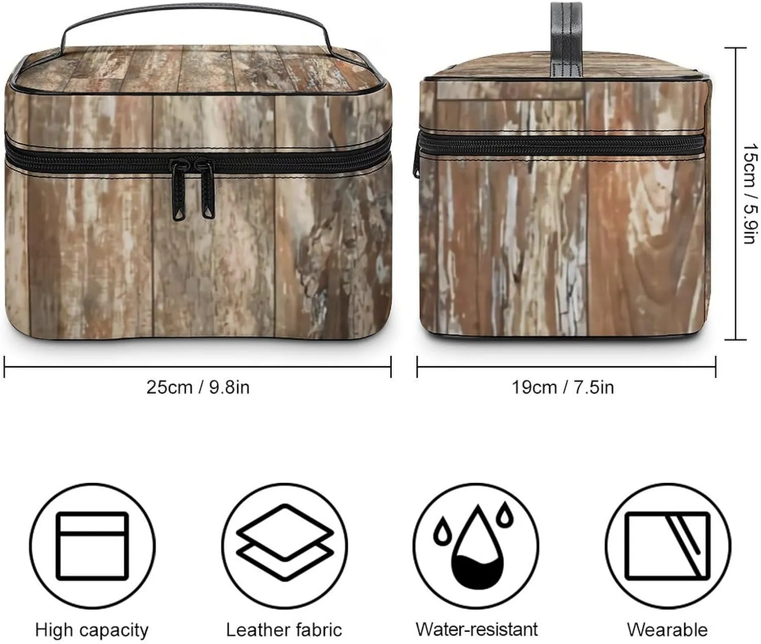 Black Bear Cabin Rustic Wood Large Capacity Soft And High-value Practical Makeup And Wash Bag