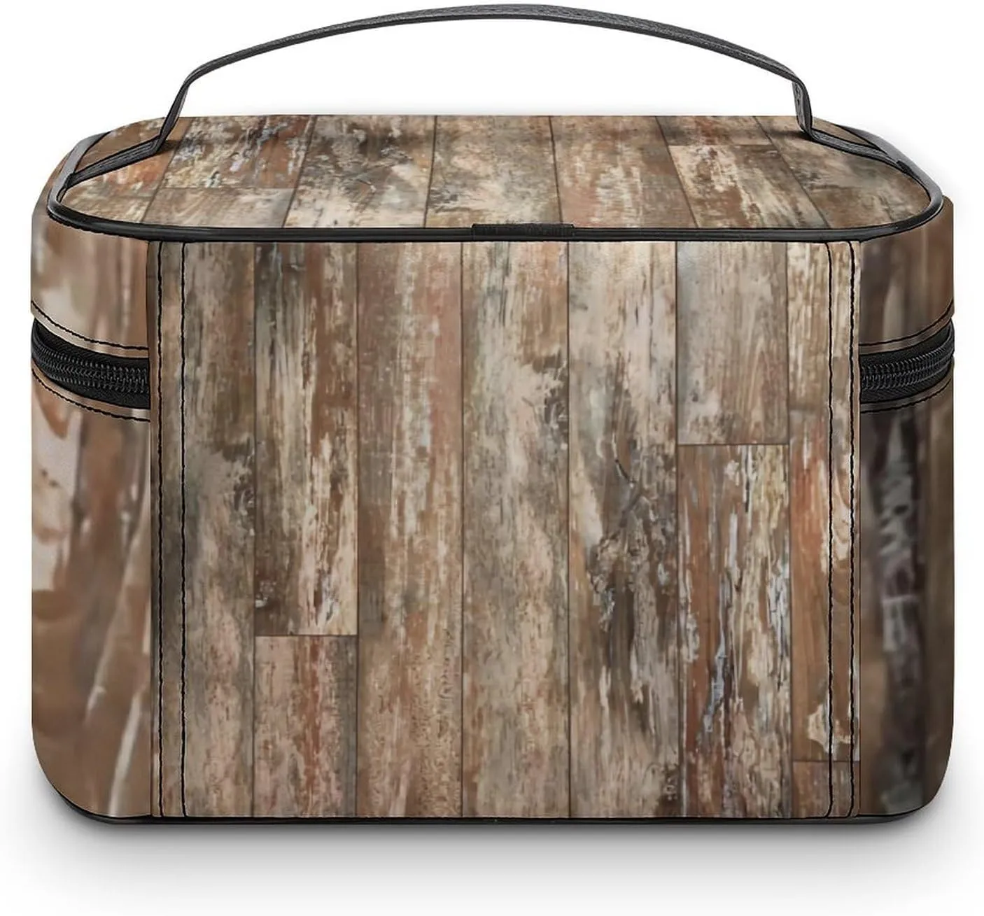 Black Bear Cabin Rustic Wood Large Capacity Soft And High-value Practical Makeup And Wash Bag
