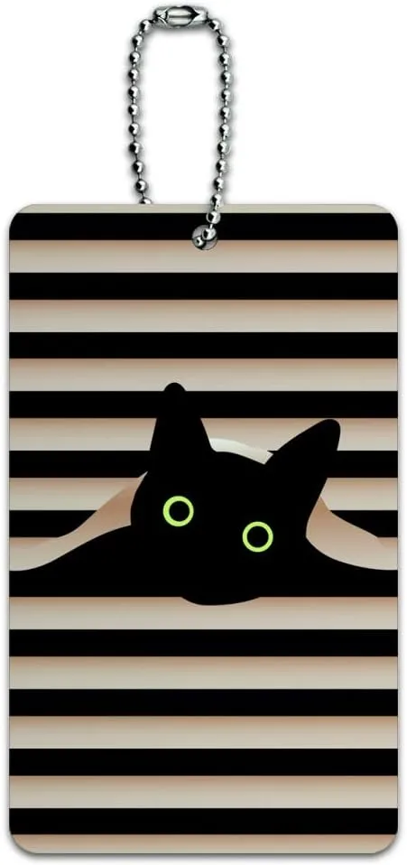 Black Cat in Window Luggage Card Suitcase Carry-On ID Tag