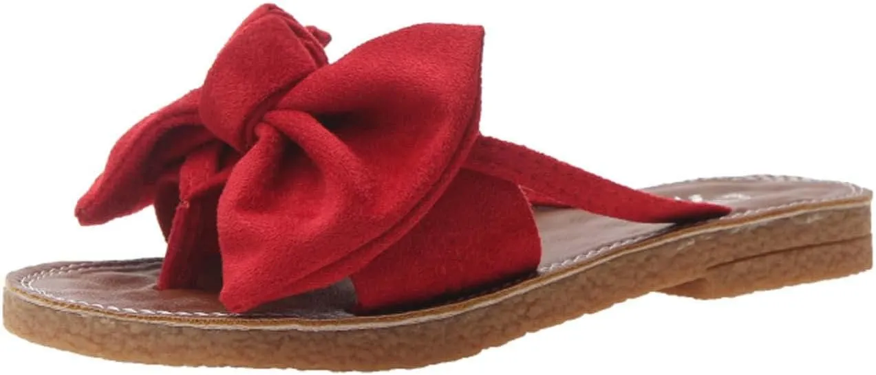 Black Sandals with Bow Fashion Slip on Flip Flops Ring Toe Strappy Summer Shoes Flat Sandal Beach Workout Footwear