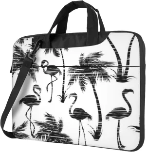 Black White Flamingos Double Stylish 13-15.6 Inch Laptop Bag For Man And Women, Computer Messenger Bag, Trendy Shoulder Strap Design