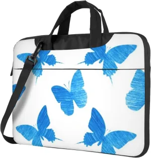 Blue Butterfly Stylish 13-15.6 Inch Laptop Bag For Man And Women, Computer Messenger Bag, Trendy Shoulder Strap Design