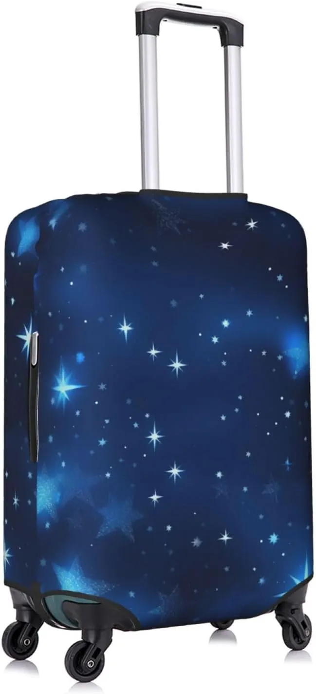 Blue Shining Stars pattern Print Practical Elastic Washable Travel Luggage Cover with Concealed Zipper for Suitcases