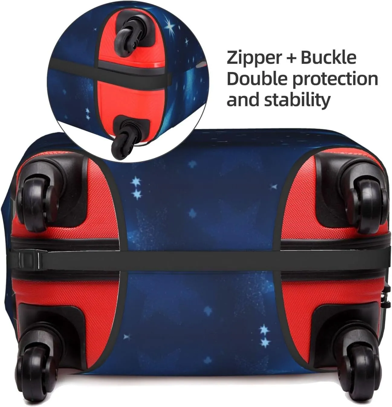 Blue Shining Stars pattern Print Practical Elastic Washable Travel Luggage Cover with Concealed Zipper for Suitcases