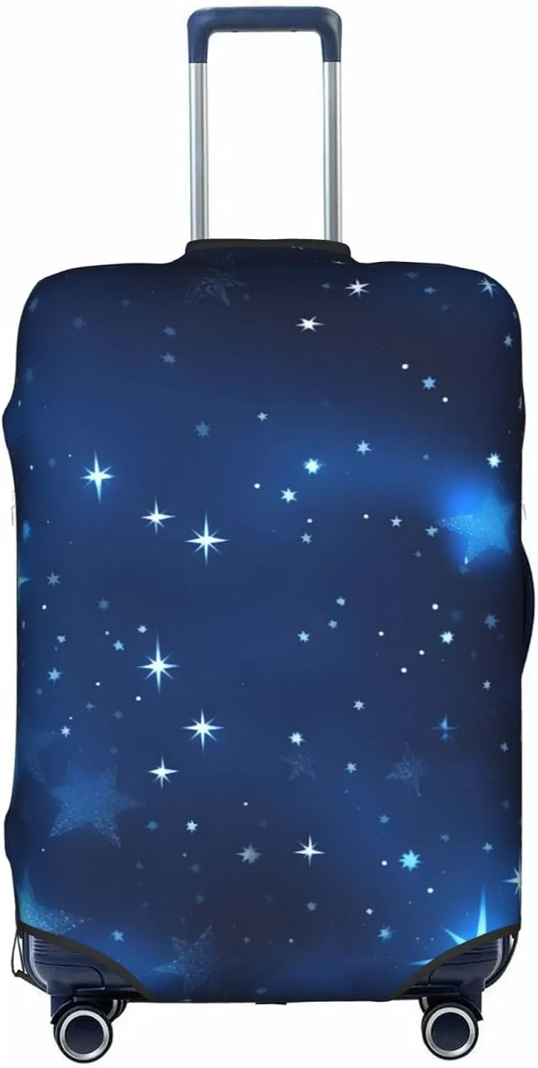 Blue Shining Stars pattern Print Practical Elastic Washable Travel Luggage Cover with Concealed Zipper for Suitcases