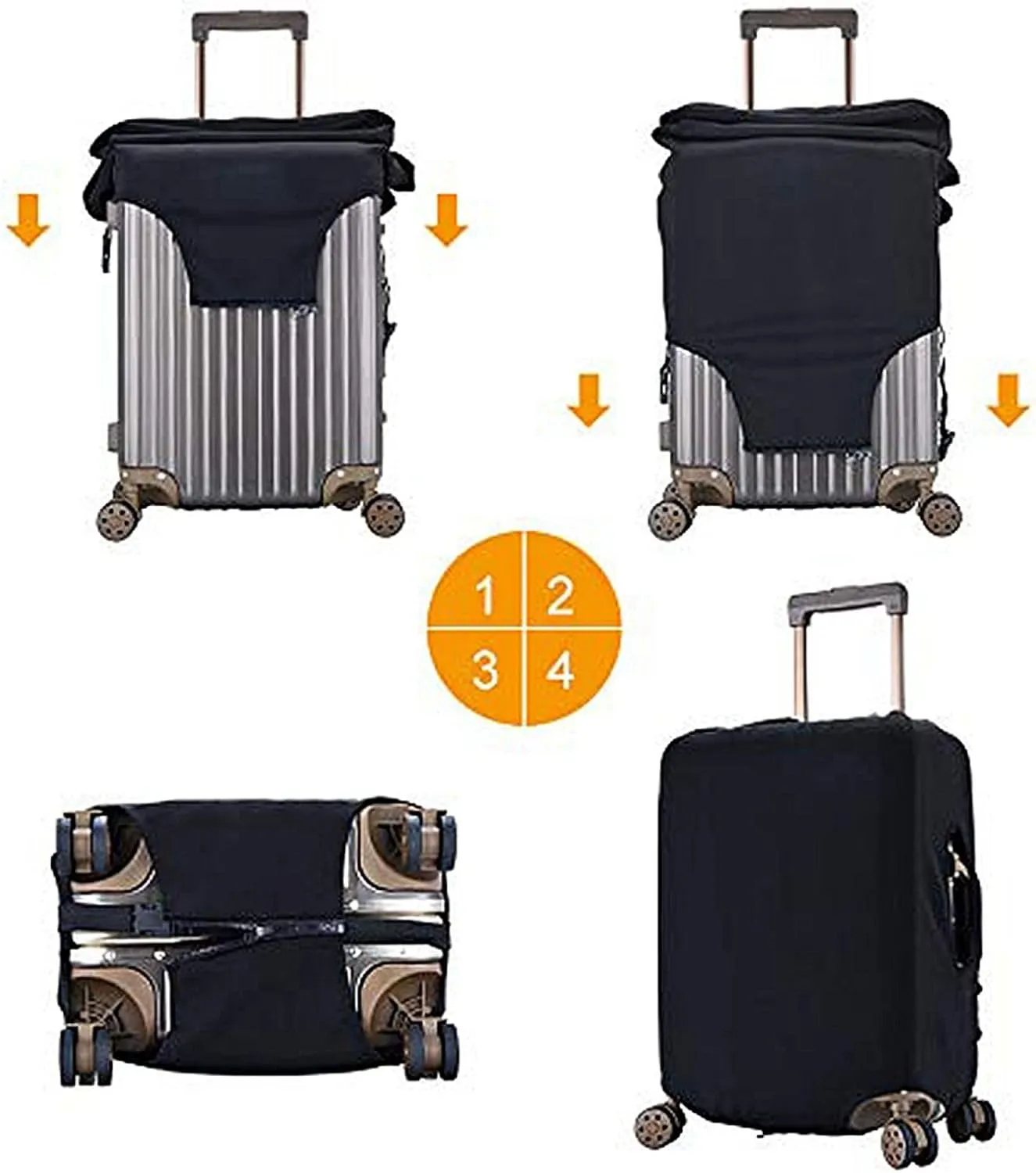 Blue Shining Stars pattern Print Practical Elastic Washable Travel Luggage Cover with Concealed Zipper for Suitcases