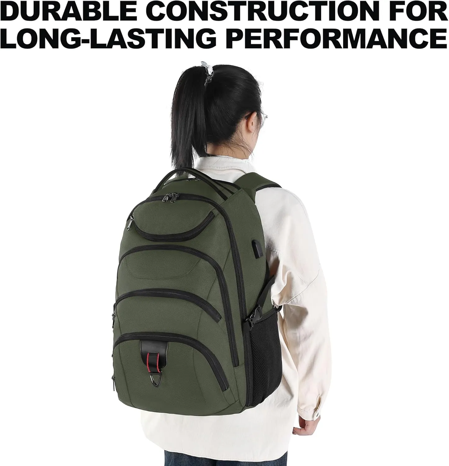 Boavan Rolling Backpack,17 inch Water Resistant Wheeled Backpack,Carry on Luggage Business Bag, Overnight College Computer bag Trolley Suitcase for Men Women Adults to TravelGreen