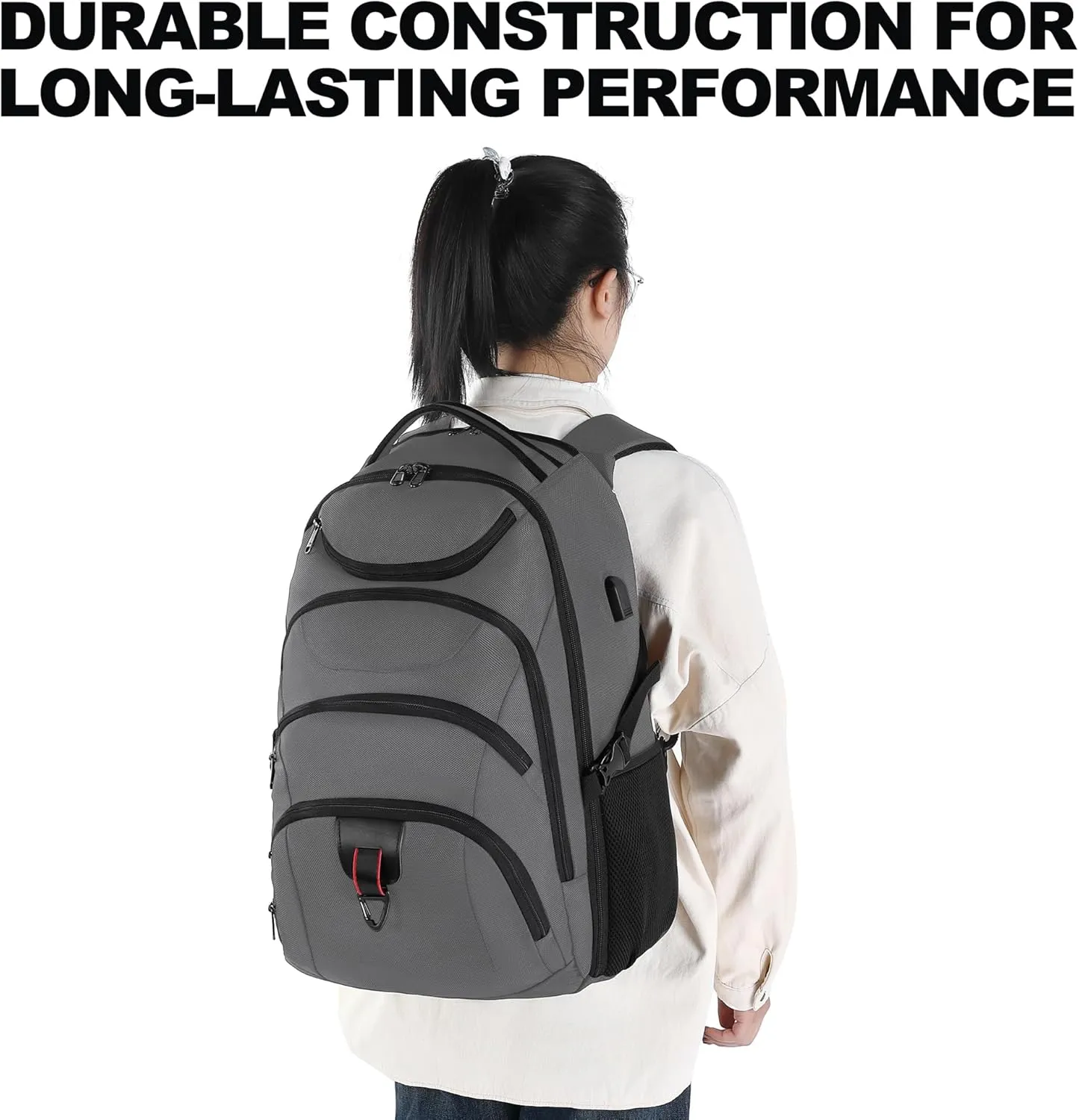 Boavan Rolling Backpack,17 inch Water Resistant Wheeled Backpack,Carry on Luggage Business Bag, Overnight College Computer bag Trolley Suitcase for Men Women Adults to TravelGrey