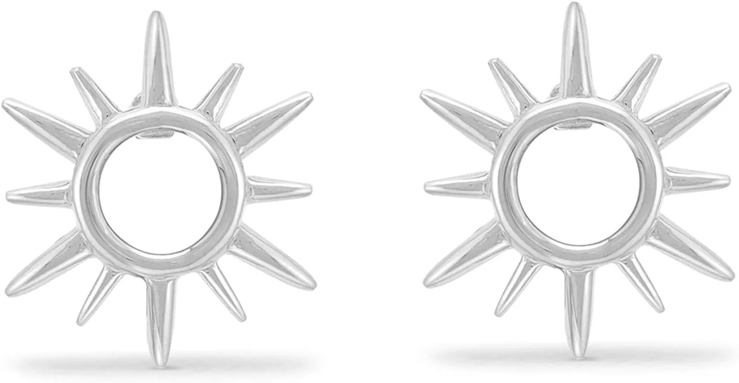 Boma Jewelry Sterling Silver Sunburst Sun Open Circle Stud Earrings