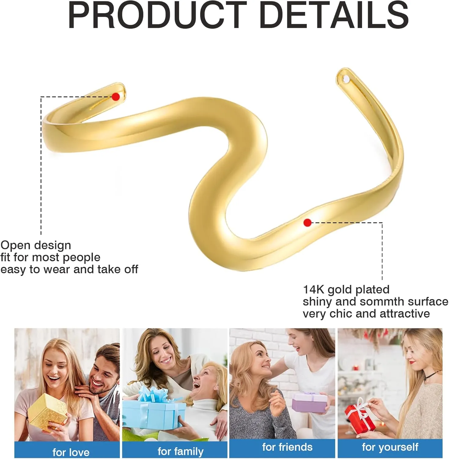 BOMAIL 4 Pieces Gold Arm Cuff for Women Minimalist Upper Arm Bangle Bracelet Adjustable Boho Coil Armlet Armband Cuff Bracelets Set