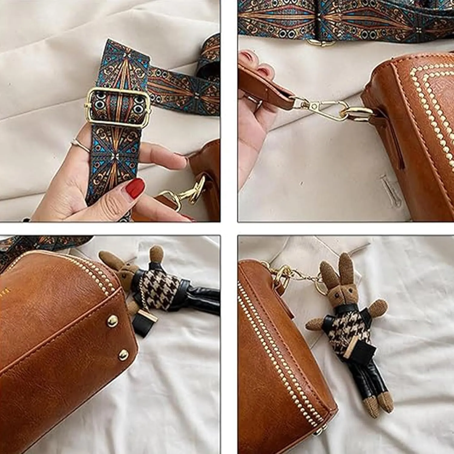 Bootara Bucket Bag, Adjustable Women'S Vintage Bunny Charm Bucket Bag, Spacious Bootara Crossbody Bag