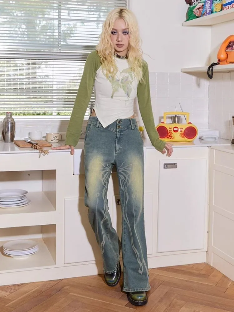 Bootcut butterfly jeans【s0000004576】