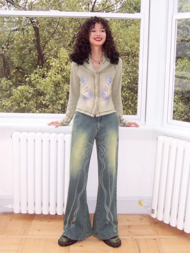 Bootcut butterfly jeans【s0000004576】