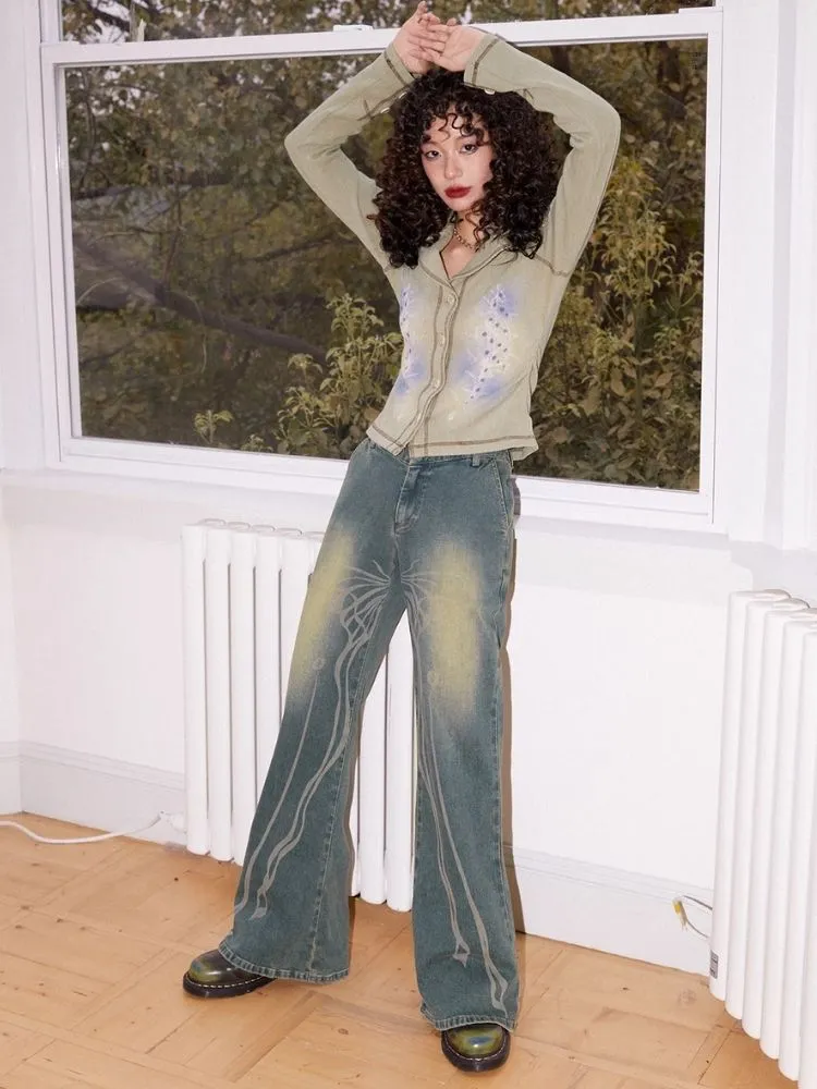 Bootcut butterfly jeans【s0000004576】