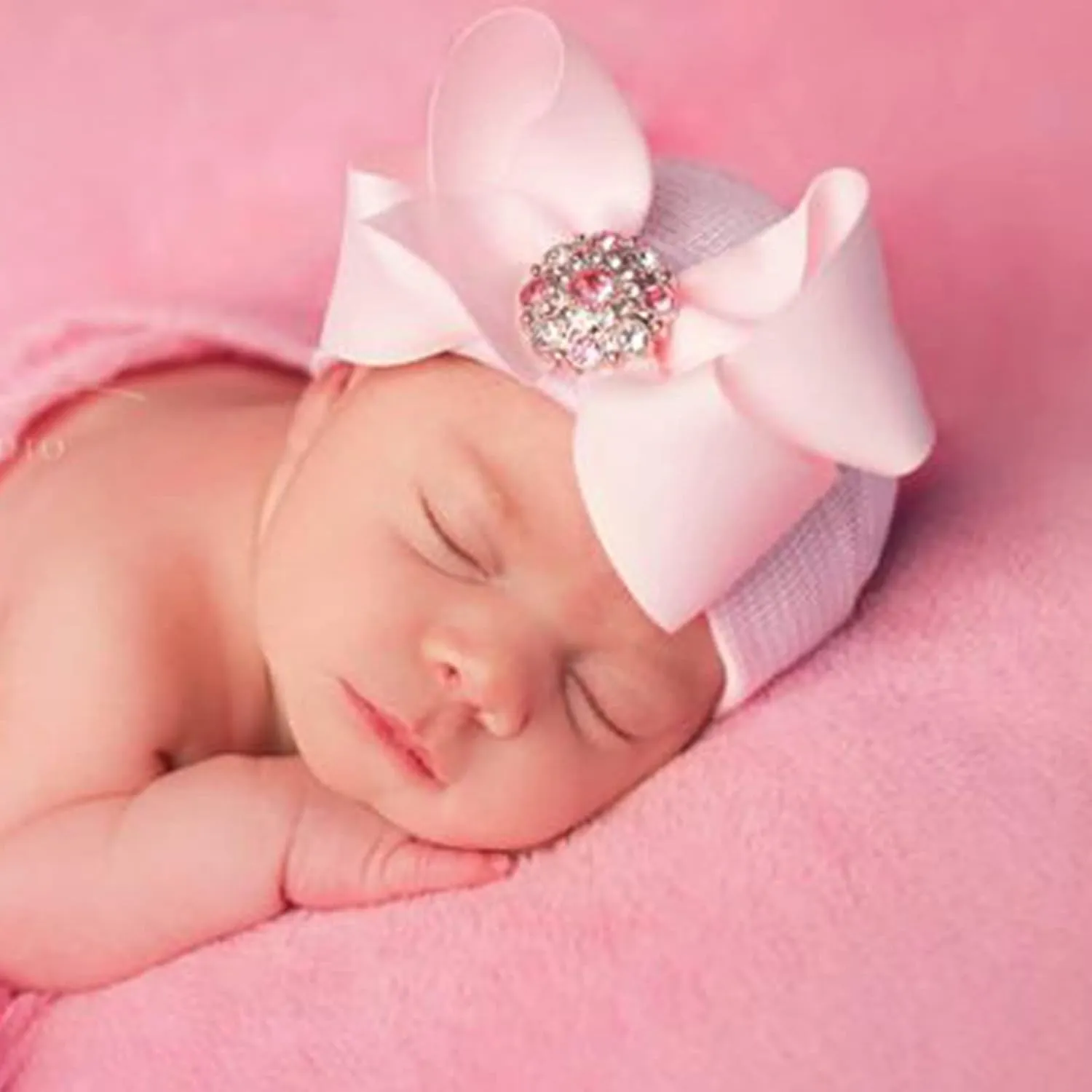 BQUBO Newborn Baby Caps Mittens for Baby Girls Baby Hats Scratch Mitten Gloves Set Soft Hospital Hat Infant Hats with Bow