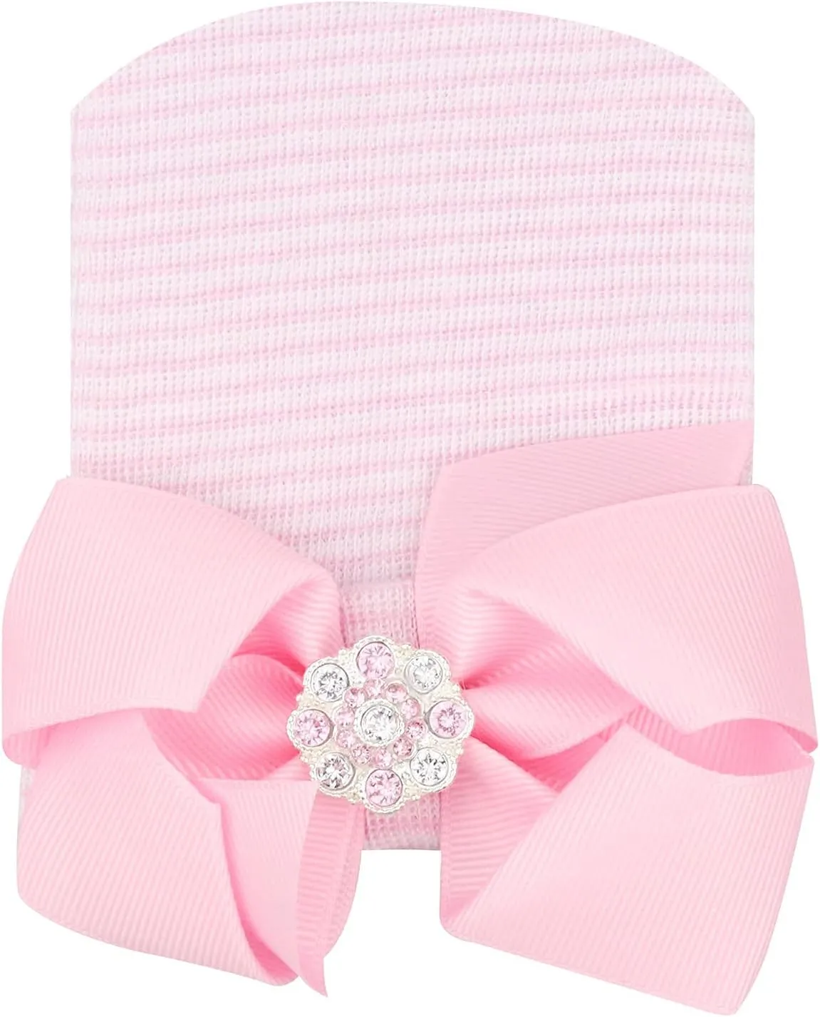 BQUBO Newborn Baby Caps Mittens for Baby Girls Baby Hats Scratch Mitten Gloves Set Soft Hospital Hat Infant Hats with Bow