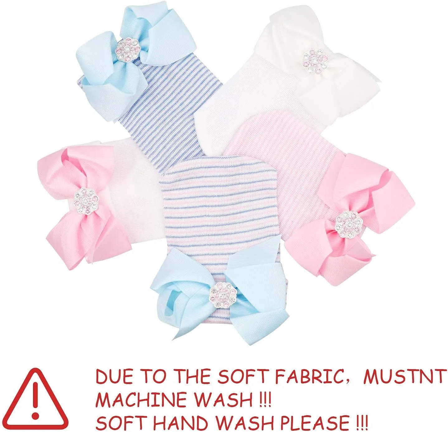 BQUBO Newborn Baby Caps Mittens for Baby Girls Baby Hats Scratch Mitten Gloves Set Soft Hospital Hat Infant Hats with Bow