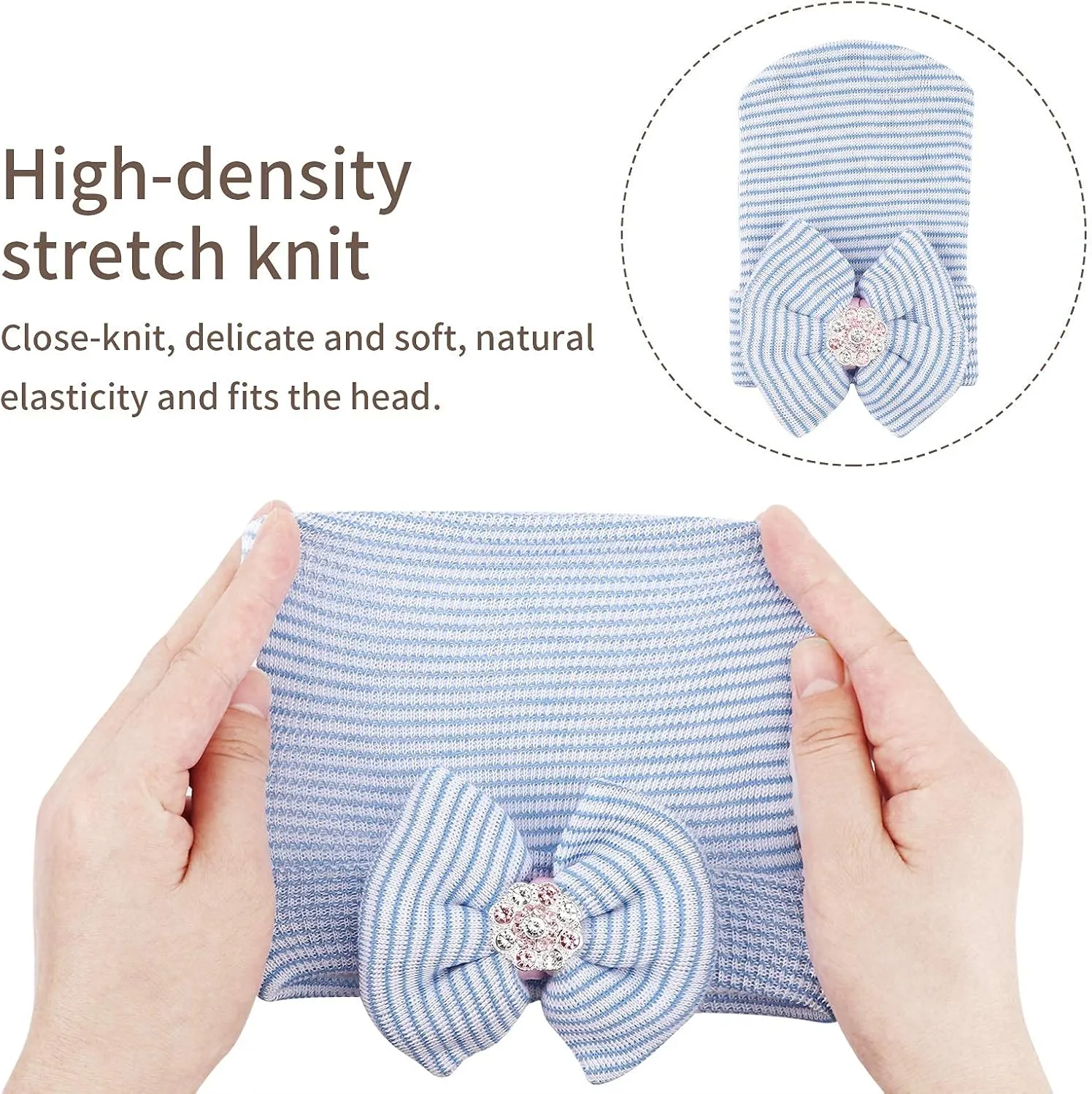 BQUBO Newborn Baby Caps Mittens for Baby Girls Baby Hats Scratch Mitten Gloves Set Soft Hospital Hat Infant Hats with Bow