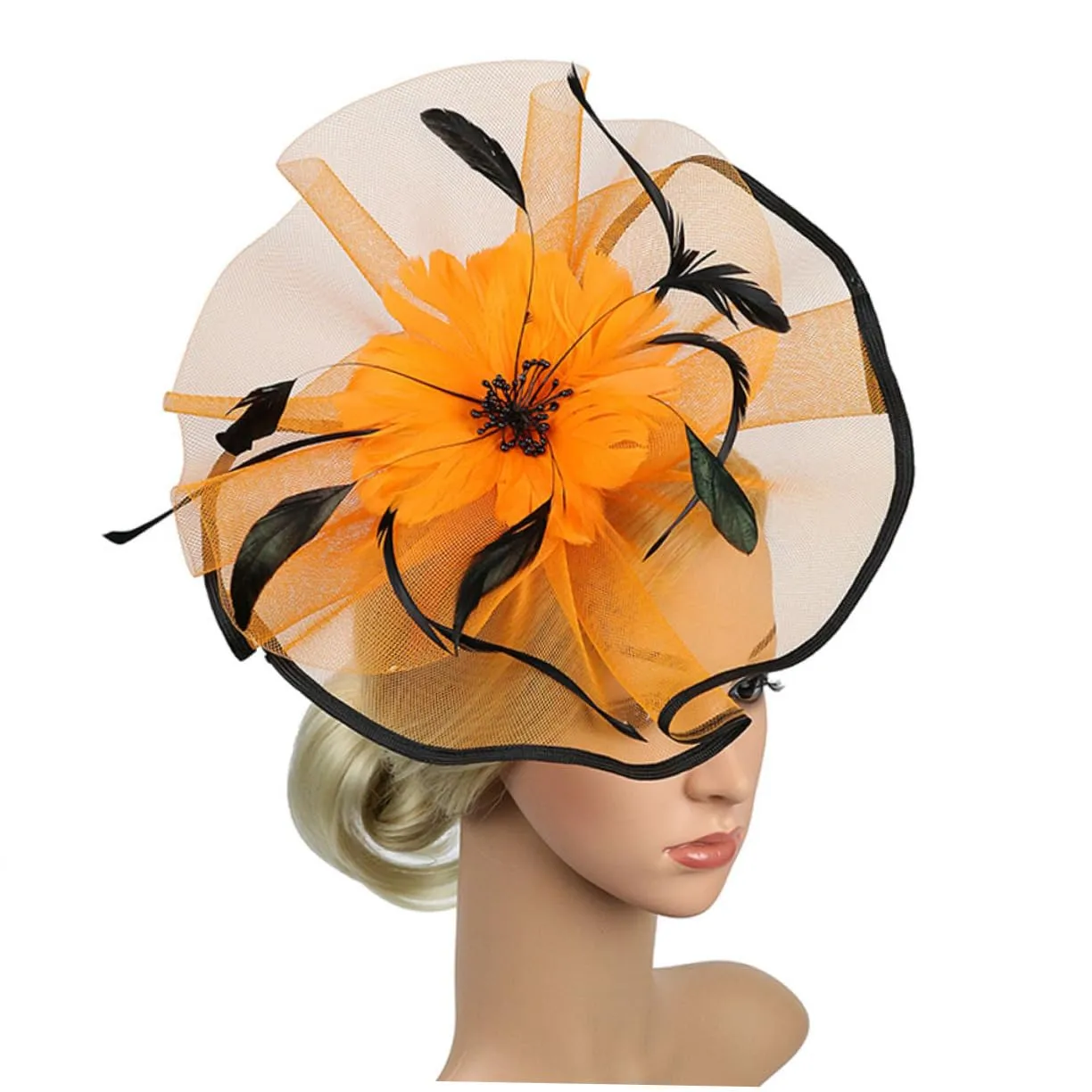 Bridal Headpieces for Wedding Floral Mesh Headband Artificial Flower Hair Clips Women's Headband