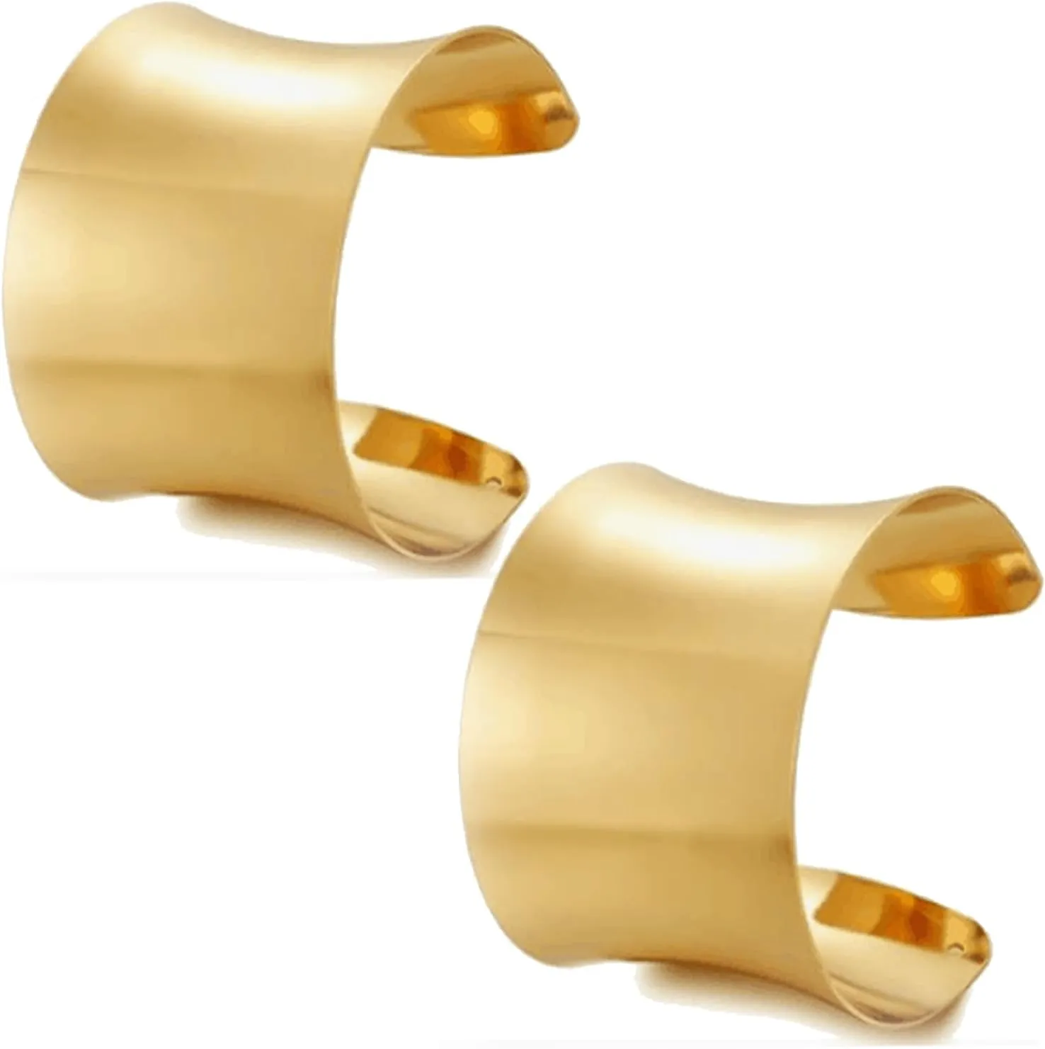 BROCC 2Pcs Gold Chunky Cuff Bracelets Set for Women Open Wide Bangle Bracelets Irregular Minimalist Statement Bangle Bracelets Punk Jewelry