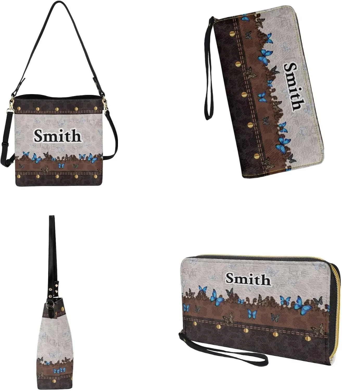 Bucket Tote Bag with Wallet Set for Women, Crossbody Leather Bucket Bags Wallet Set with Removable Strap
