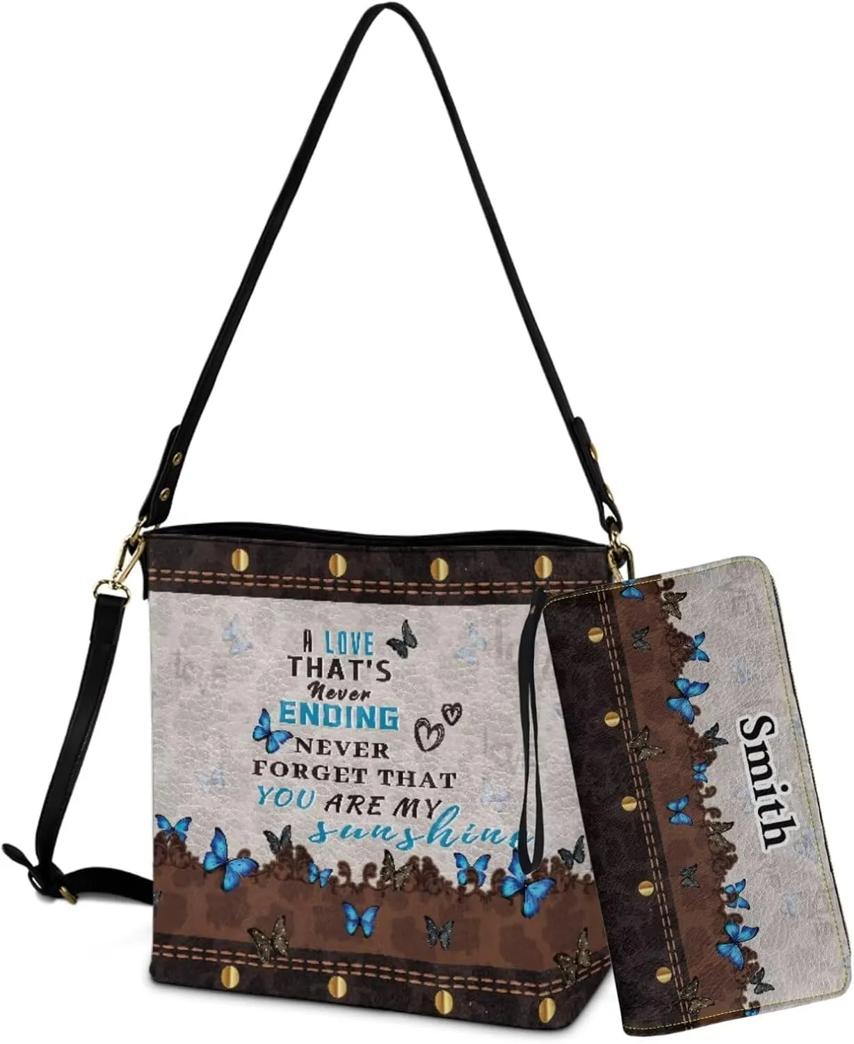 Bucket Tote Bag with Wallet Set for Women, Crossbody Leather Bucket Bags Wallet Set with Removable Strap