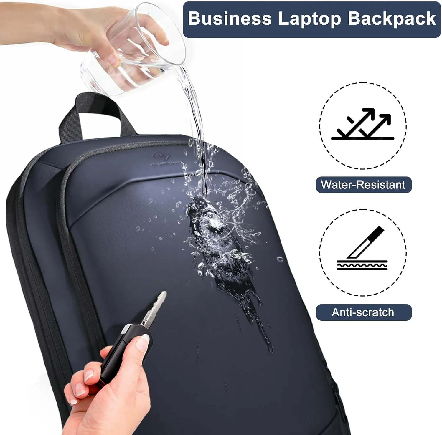 Business Backpack 17 Inch Slim Expandable Waterproof Travel Laptop Backpacks with USB Charger Port Anti-Theft Lightweight Large Work Computer Bag College Laptop Backpacks Gifts for Men Women,Dark Blue
