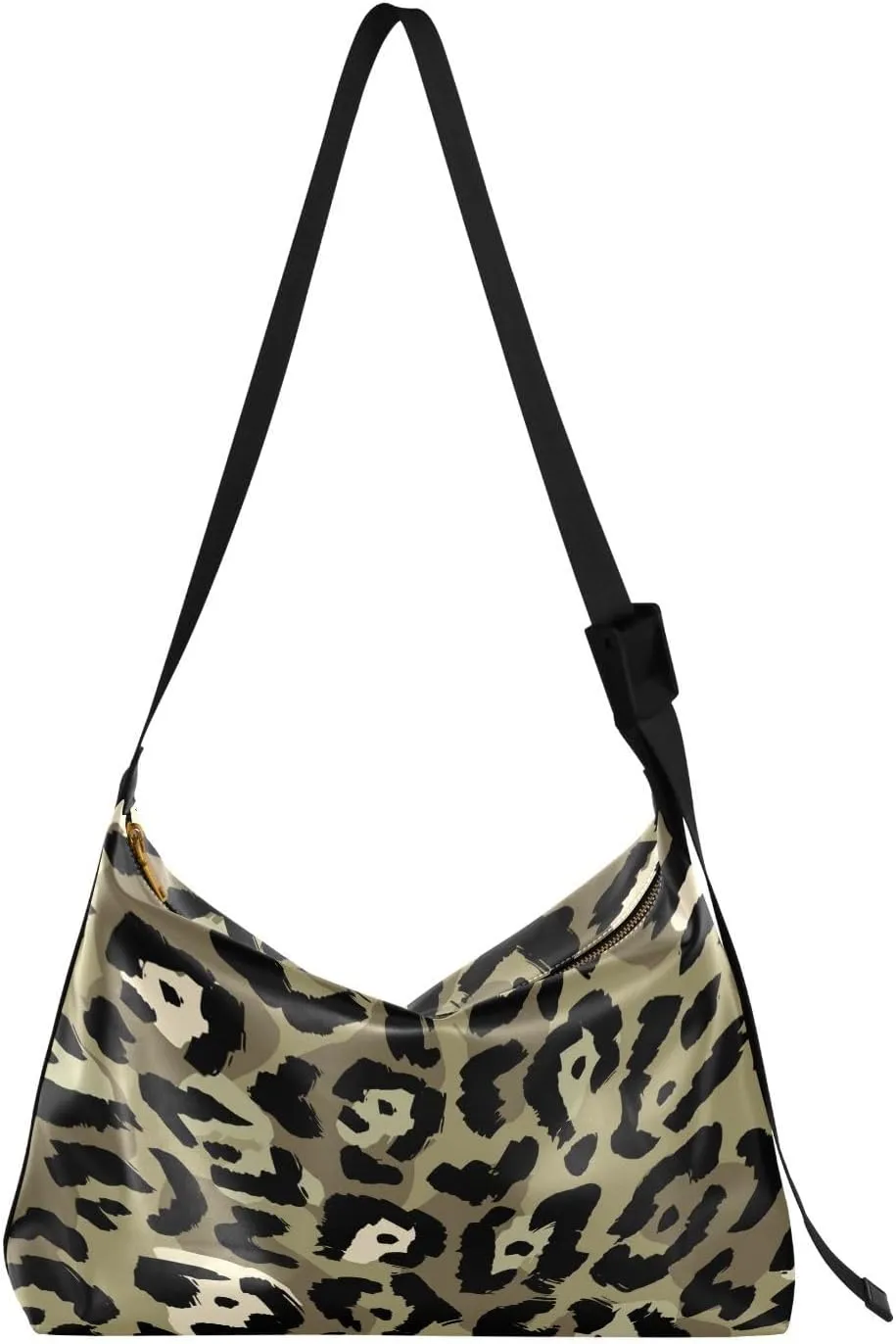 Camouflage Leopard Hobo Crossbody Bags for Women Leather Large Shoulder Bag Cross Body Camo Trendy Womens Tote Bags Handbag for Travel Shopping