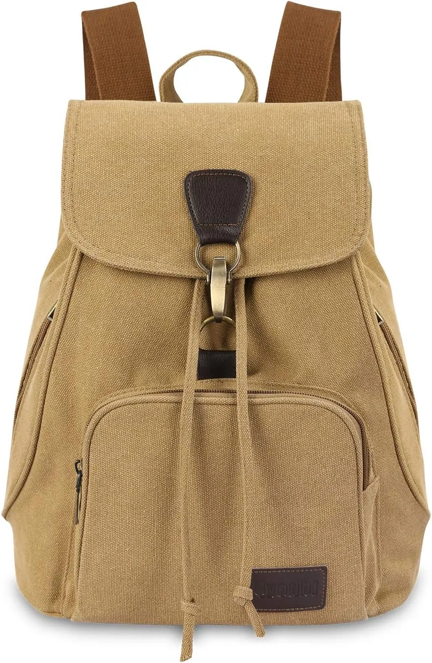 Canvas Fashion Backpacks Purse Casual Outdoor Shopping Daypacks Sports Rucksack Hiking Travel Multipurpose Bag Khaki