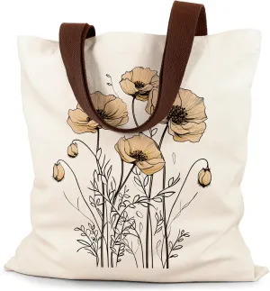 Canvas Tote Bag Aesthetic for Women, Cute Tote Bag with Zipper Pocket, Heavy Duty Reusable Shopping Bags for Grocery