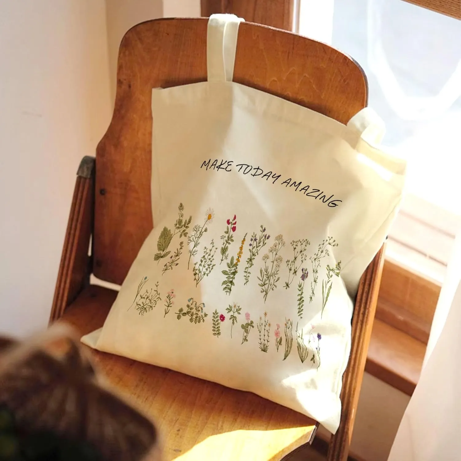 Canvas Tote Bag for Women Girl,Cute Aesthetic Shopping Bags,Reusable Grocery Bags Cloth Cotton Bags for Shopping