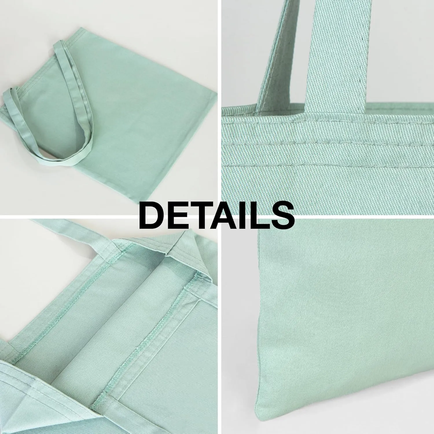 Canvas Tote Bag - Personalized, Reusable, Eco-Friendly Shoulder Bag - Custom Logo Cotton Shopping Bags for Grocery, Wedding Favor, Promotional Use - Ideal Teacher Bag Mint Green